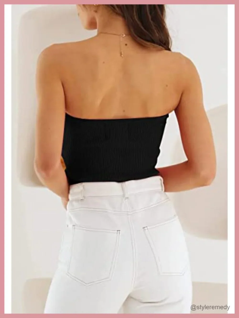 Soft Twist-Knot Ribbed Knit Strapless Crop Tube Top, Sleeveless Summer Beach